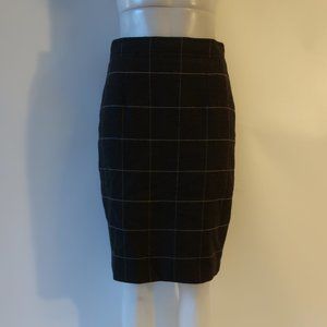 Womens Laurel Dark Navy Blue Taupe Wool Tweed Pencil Skirt 40 US/10 *